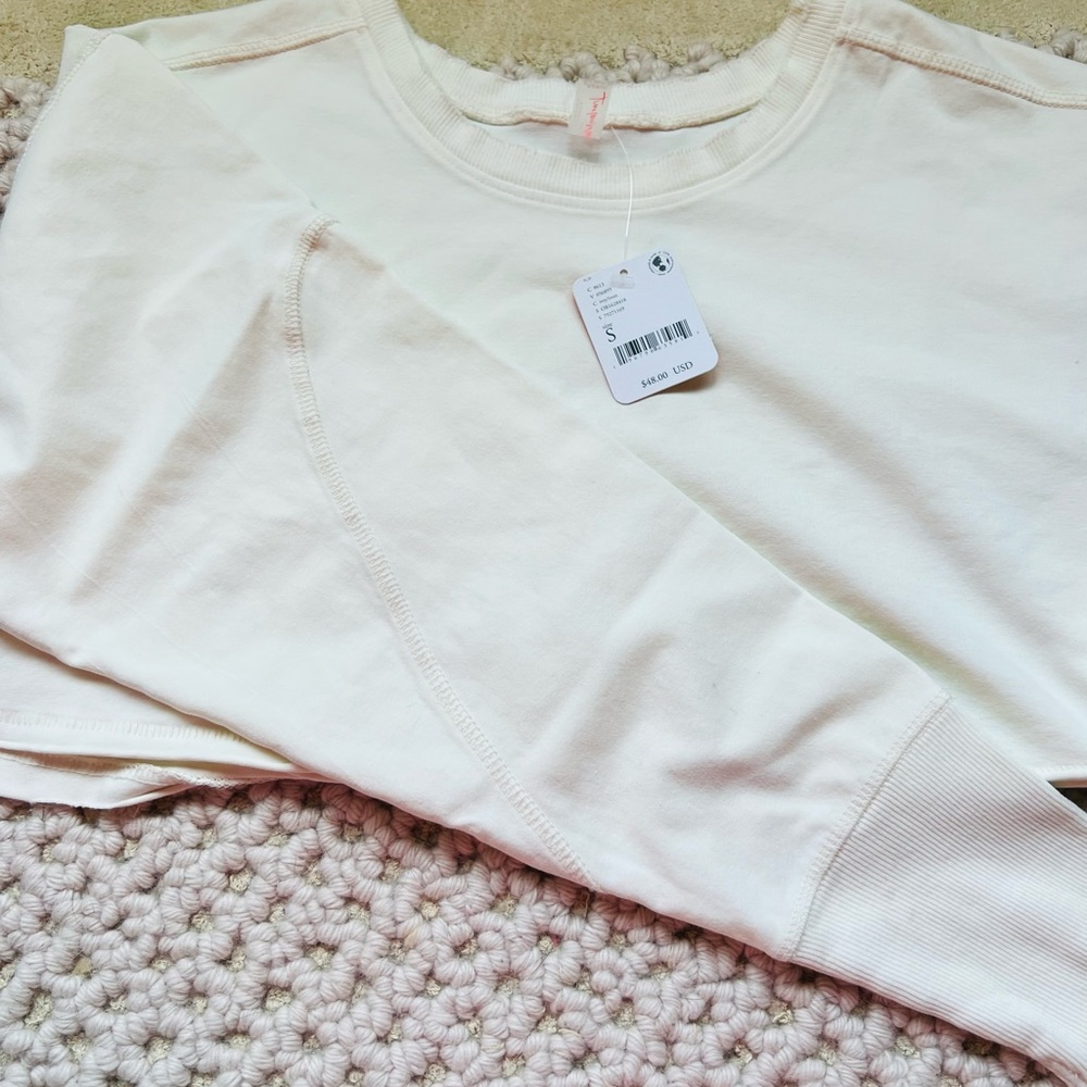 NWT Free People FP Movement Crop Sweatshirt Ivory Size Small - Picture 5 of 8